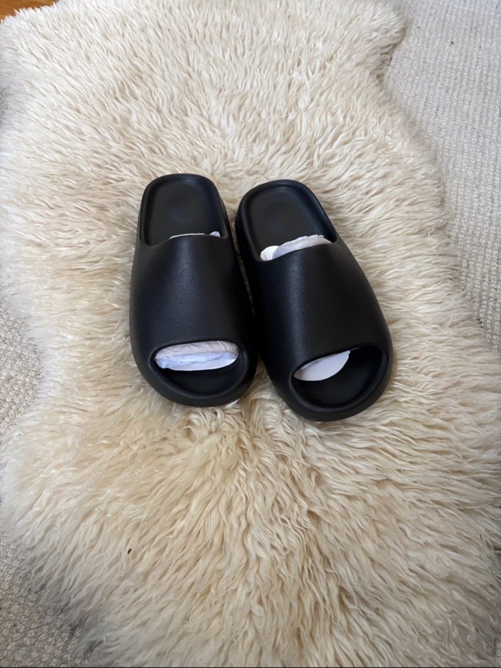Black Ridged Slide Sandals by Yeezy - Picture 2 of 4